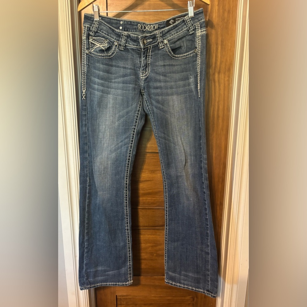 Rock & Roll Cowgirl Dark Blue Flare Jeans